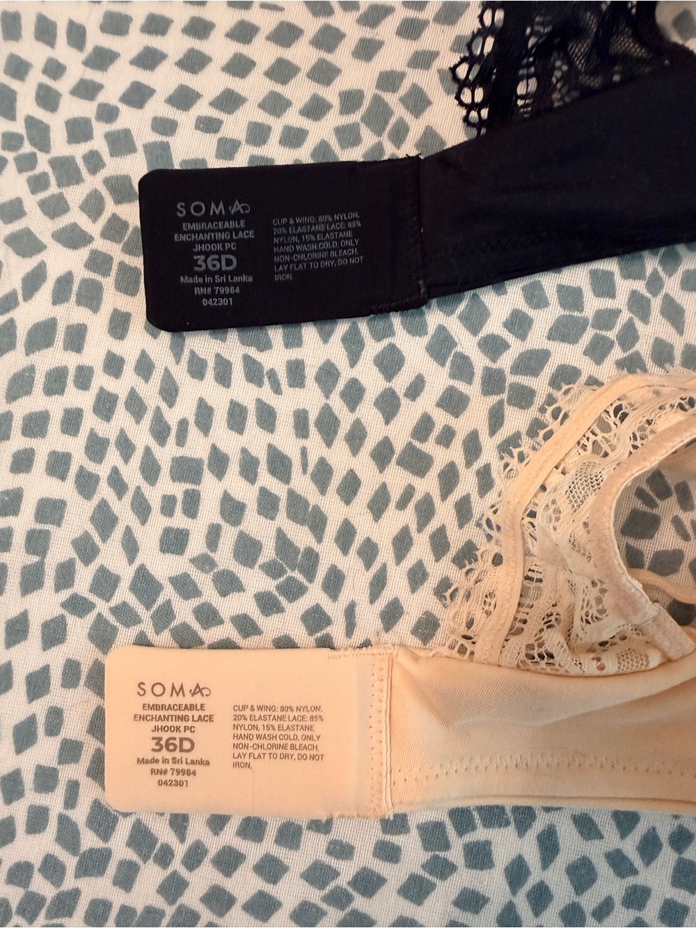 Soma | Embraceable Enchanting Lace J-Hook Bras in Black & Beige - Picture 2 of 11